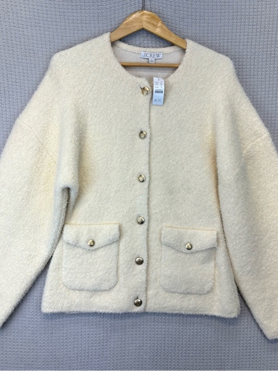 J. Crew Jackets & Blazers - NWT J.Crew Sz Med Emilie Sweater Lady Jacket in Cream Cotton Blend Boucle Classy
